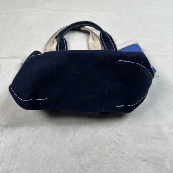 LL Bean Boat & Tote Blue with White Snowflake Canvas Double Handle Mini Tote Bag - Picture 7 of 13